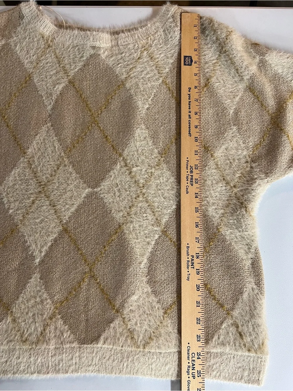 Maurices Tan Fuzzy Argyle Sweater Womens XXL
